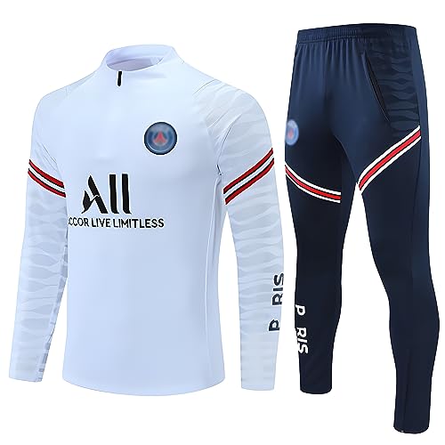 Kobzio chándal fútbol PSG hombre, equipacion futbol hombre chandal PSG 2023/2024 entrenamiento de fútbol para adultos Paris, adecuada para hombres y mujeres en primavera y otoño Estilo clásico-C11 M