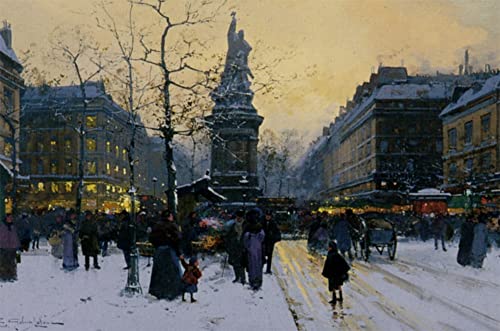 KOKITS Impresiones En Lienzo Arte Arte Lienzo Pintura famosa Plaza de la República París por Eugene Galien-laloue para sala de estar 60x90cm