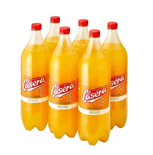 La Casera® Naranja, Refresco con gas de naranja con Cero Azúcares añadidos - Botella, Pack 6 x 1,5 L