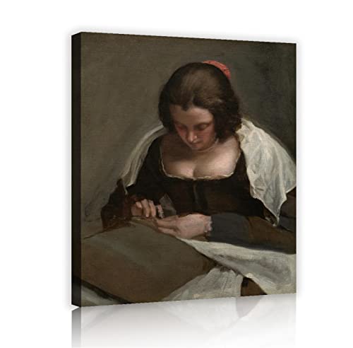 La Costurera De Diego Velázquez Pinturas Famosas Reproducción Obra De Arte Enmarcado Giclee Lienzo Impresión Arte De Pared Para decor De La Oficina En Casa 60x72cm Marco Interior