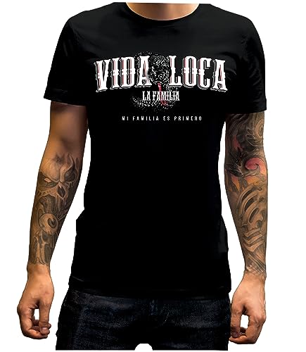 LA FAMILIA VIDA LOCA, Camiseta con texto en inglés "Be Careful who You Trust Mi Familia es Primero", color negro o blanco, Negro , L