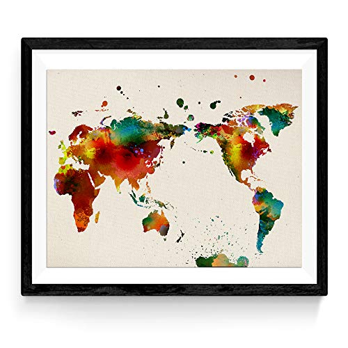 Lámina para enmarcar MAPAMUNDI. MAPA DEL MUNDO. Poster con imágenes del mundo de estilo acuarela. Lámina mapas. Decoración de hogar. Láminas tamaño 30x40 para enmarcar. Papel 250 gramos