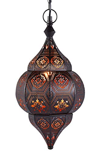 Lámpara Oriental Marroquí - lamparilla colgante - farola de techo Layan negro 40cm - muy práctica para una iluminación excelente - transmite una decoración excelente refinada