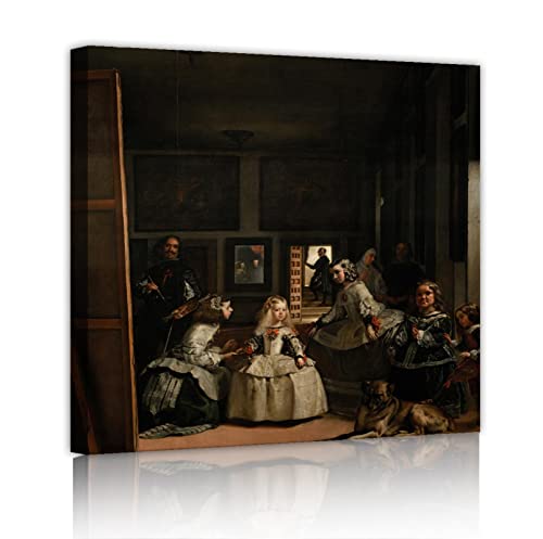 LEFEDA Las Meninas Lienzos Cuadros Arte De La Pared De Diego Velázquez Famosos Cuadros Clásicos Reproducción Cuadros Obras de Arte para Oficina decor del Hogar 38x38cm Marco interior