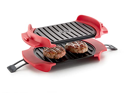 Lékué Microwave Grill, Red microondas, Acero, rojo y negro, Standard 25.2 x 14.8 cm