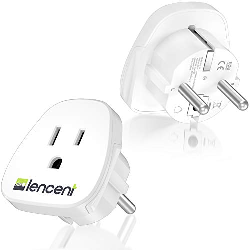 LENCENT 2X Adaptador de Enchufe de USA a Enchufe Europeo, Adaptador Americano a España Portugal, Adaptador EEUU a EU, Adaptador de Viaje Estados Unidos a Español