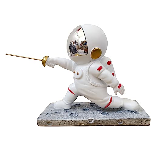 LÉONARK Esgrima Estatua de Astronauta Estatuilla de Astronauta-Regalo de colección de Regalo de Recuerdo para esgrimistas-decoración de Arte de poliresina decoración del hogar Ornamento (Attack)