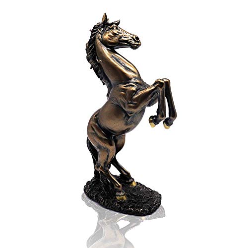 LEPENDOR Estatua de Resina de Caballo de pie para la decoración del hogar Escultura de Adorno Animal Escultura Decorativa de estatuilla de Arte de Caballo de cría (Bronce)