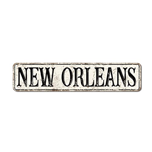 Letreros de metal de Nueva Orleans para la calle de Nueva Orleans, letrero de metal de Nueva Orleans, letrero decorativo de pared rústico, letrero para dormitorio, sala de estar, porche delantero