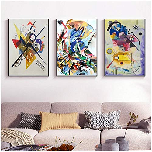Lienzo Arte de la pared Pintura 3 piezas Vintage Impresión Resumena Pinturas Kandinsky Póster Impresión de imagen para sala de estar Decoraciónación del hogar 60x80cm Sin marco