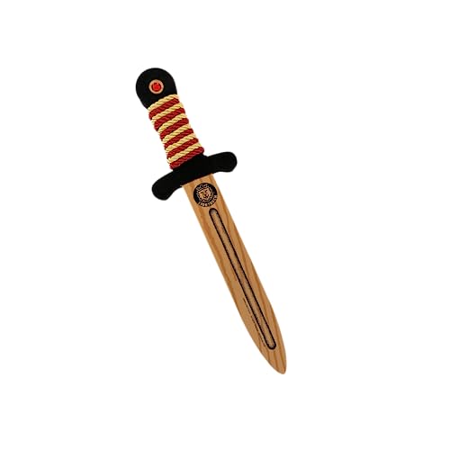 Liontouch - Espada WoodyLion, Oro y Rojo – Pequeña | Juguete de Espuma con Aspecto de Madera para Juego de rol en el Bosque | Armas y Armaduras Seguras y Flexibles para Disfraces y Trajes para Niños