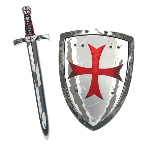 Liontouch - Espada y Escudo del Caballero Cruzado Maltés | Set Medieval para Juego Imaginario con Tema de la Cruz Roja | Armas seguras y Armadura para Disfraces de niños