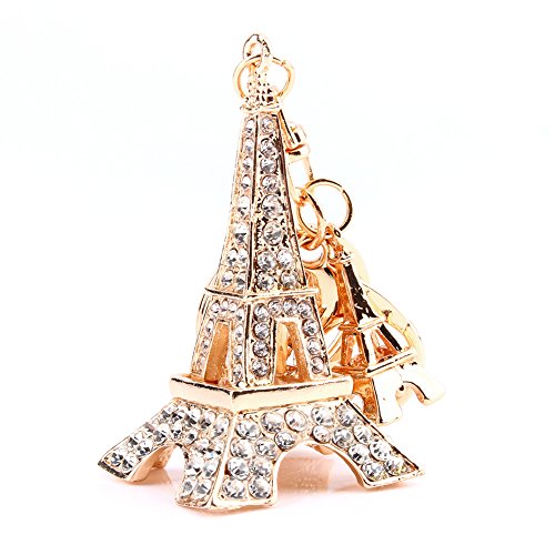 Llavero de la Torre Eiffel, Llavero con Diseño de Torre Eiffel con Cristales en 3D