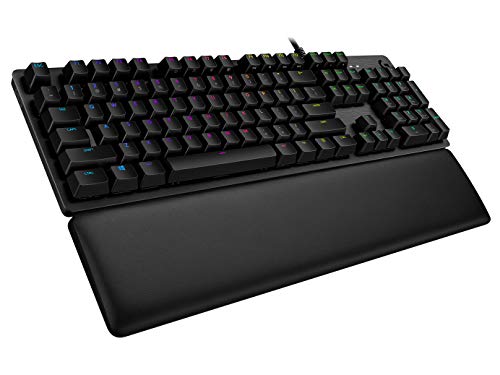 Logitech G Teclado mecánico para Gaming 513, interruptores táctiles GX-Brown, iluminación RGB, Bucle USB, reposamuñecas con Espuma viscoelástica, Carcasa de Aluminio, diseño QWERTY de EE. UU., Negro