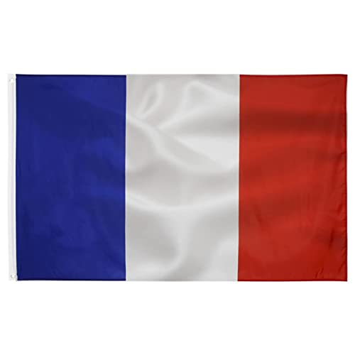 Longivia® Bandera Francia Grande para Exterior y Interior - Bandera de Francia Grande 90x150 cm con 2 Ojales Metálicos France Flag Bandera Francesa Tricolor Tela Fuerte