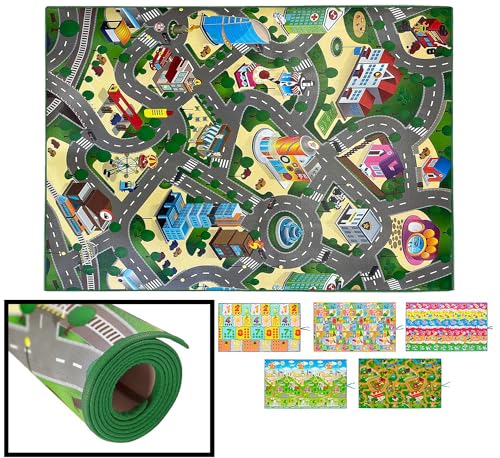 LucaHome – Alfombra Infantil Educaplay Mapa Ciudad 120x100cm | Alfombra educativa para Bebes Acolchado y Resistente | Alfombra Infantil Bebe Suelo Antideslizante | Alfombra Infantil niño niña