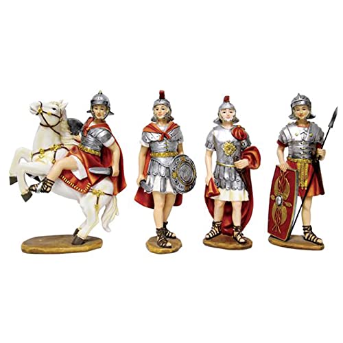 Magie di Natale Soldados romanos en poli-resina figuras para natividad belén 4 sujetos (11 cm)