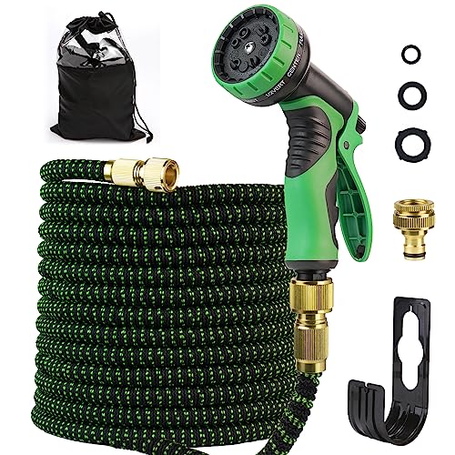 Manguera de Jardín Extensible Pistola de Riego - Hose Con 3/4",1/2" Accesorios Conector Mangueras Jardin Función de 10 Modos Mangeras, Flexiblespara el Riego de Plantas Hortícolas (15m/50ft)