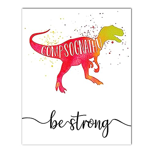 Maodom dinosaurios para pared - Dino acuarela póster pared arte impresiones | Pósteres con citas inspiradoras 8.0 x 10.0 in, decoración pared para dormitorio guardería para niños