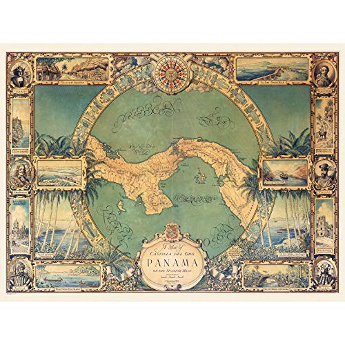 Map Tripp 1930 Panama Pictorial Large Wall Art Poster Print Thick Paper 18X24 Inch Mapa Panamá pared Impresión del cartel