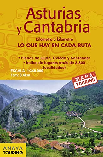 Mapa de carreteras Asturias y Cantabria (desplegable), escala 1:340.000 (Mapa Touring)