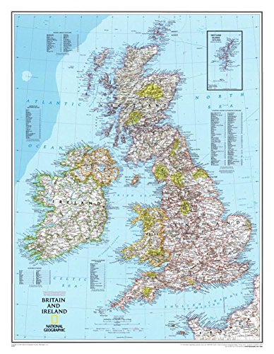 Mapa de Gran Bretaña e Irlanda Póster 23 x 30 en by National Geographic