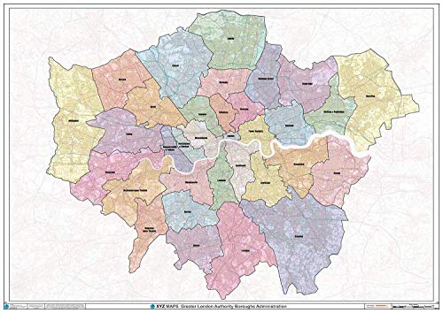 Mapa de pared de los distritos de la Autoridad del Gran Londres –