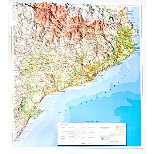 Mapa en relieve Cataluña. Escala 1:800.000, 35x42 cm