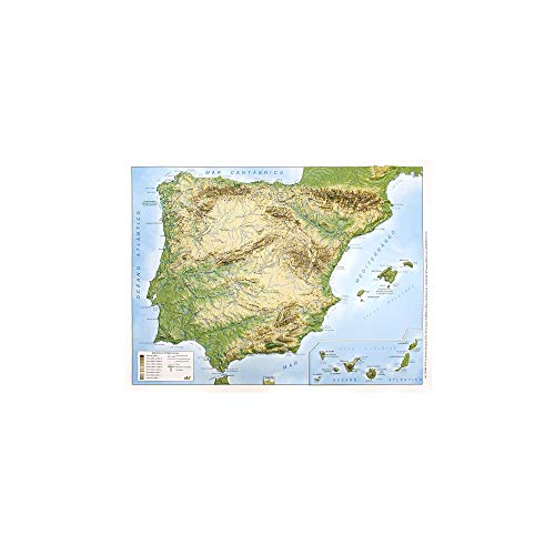 Mapa en relieve España físico. Escala 1:3.500.000, 41x31 cm