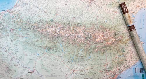 Mapa mural de Pirineos. 128x71 cm. Escala 1:300.000. Editorial Alpina. (GRAN ALPINA POSTER - 1/350.000)