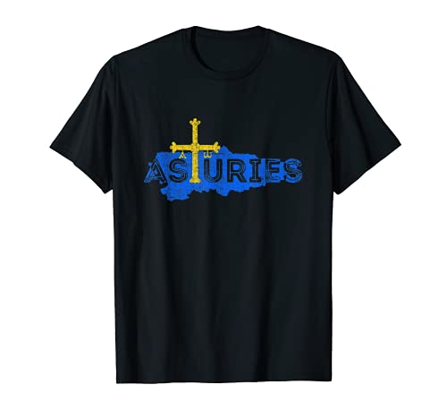 Mapa y Bandera Asturiana - Recuerdo Asturias España Camiseta