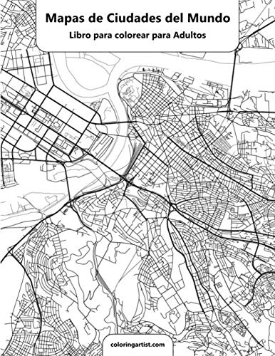 Mapas de ciudades del mundo libro para colorear para adultos