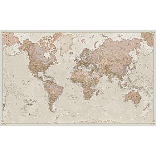 Maps International - Mapa del Mundo Gigante, póster Antiguo con el Mapa del Mundo, plastificado - 201 x 116,5 cm – Colores clásico