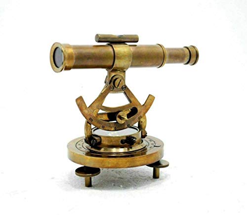 Marrón Antiguo 5 Pulgadas Aproximadamente Vintage Latón Teodolita Alidade Brújula Antiguo Estudio Tránsito Telescopio Instrumento