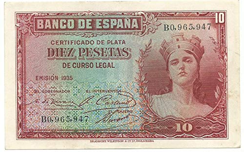 Matidia ESPAÑA II REPÚBLICA Billete Original 10 PESETAS 1935