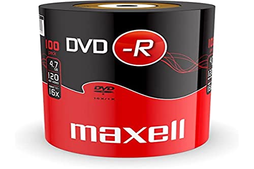 Maxell 275733 DVD-R 4.7 GB 16X 120 min Video (100 Discos – Envoltura retráctil)