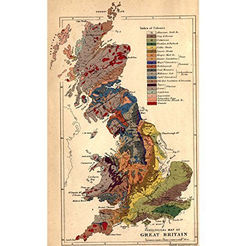meishe Póster decorativo, diseño mapa antiguo retro vintage gran Bretaña británico Reino Unido antiguo Atlas Gráfico oficina historia casa decoración de la pared, 16.93'' x 27.56''