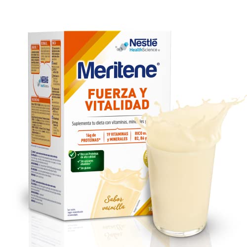 Meritene Fuerza y Vitalidad - Suplemento Alimenticio Formato Polvo – Batido de Proteínas Vitaminas y Minerales – Vainilla – Suplemento Nutricional y Refuerzo del Sistema Inmunitario