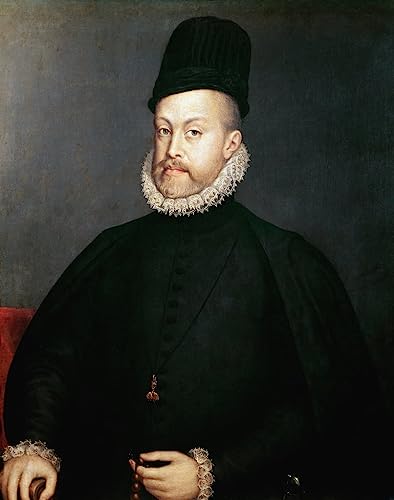 MiguOo Cuadro Sobre Lienzo Lienzo De Arte Pintura al óleo Retrato de Felipe II Rey de España por Alonso Sanchez Coello para decoración de pared 60x90cm