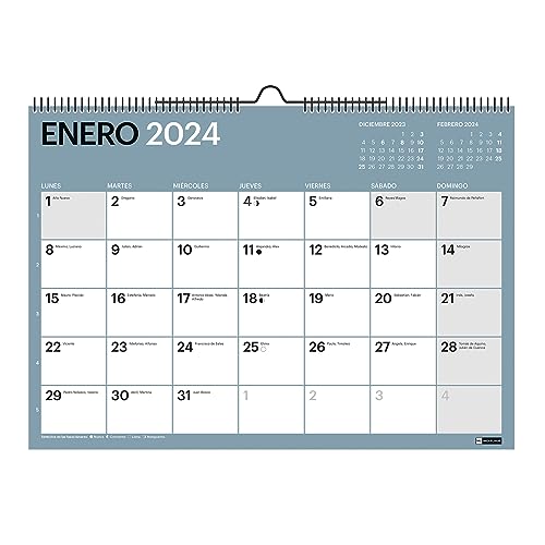 Miquelrius - Calendario de Pared 2024 Chromat, Tamaño A3: 420 x 296 mm, Con espacio para anotar, Encuadernación espiral doble, 9 colores interiores diferentes, Español