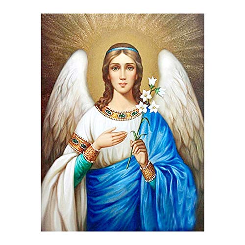 Modsjj 5D Diamante Pintura - Ángel religioso 30x45cm - Bordado de Punto de Cruz, Arte para decoración del hogar