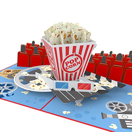 MOKIO® Vale Regalo Cine Pop-Up – Tarjeta regalo 3D para entradas de cine, invitación para una visita al cine o una noche de cine – Cheque regalo emergente con sobre para un cumpleaños