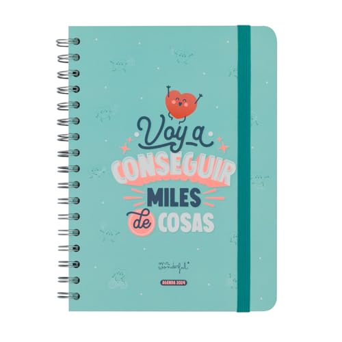 Mr.Wonderful Agenda Wonder 2024 Semanal, Voy a conseguir miles de cosas, 22,1 x 2,1 x 15,6