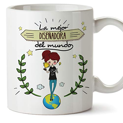 MUGFFINS Diseñadora Tazas Originales de café y Desayuno para Regalar a Trabajadores Profesionales - La Mejor Diseñadora del Mundo - Cerámica 350 ml