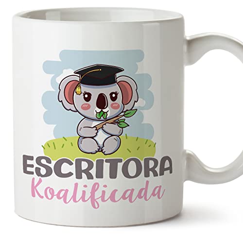 MUGFFINS Tazas para ESCRITORA mujer - En Español - Koalificado/koalificada - 11 oz / 330 ml - Regalo original y divertido