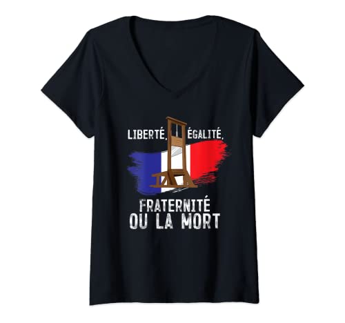 Mujer Revolución Francesa Libertad Igualdad Fraternidad Día de la Camiseta Cuello V
