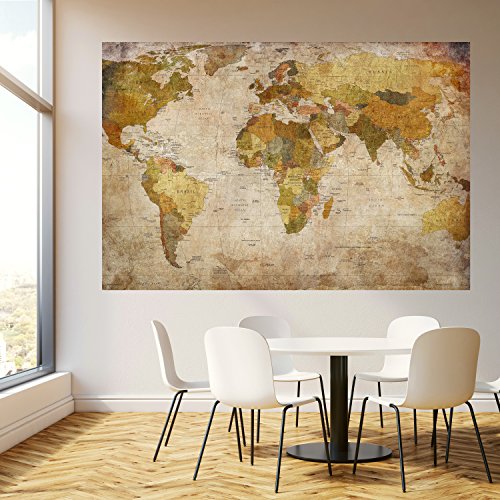 murimage Papel Pintado Mapa Mundi 183x127 cm Incluyendo Pegamento Sala de Estar histórico Viejo países worldmap Vintage Fotomurales