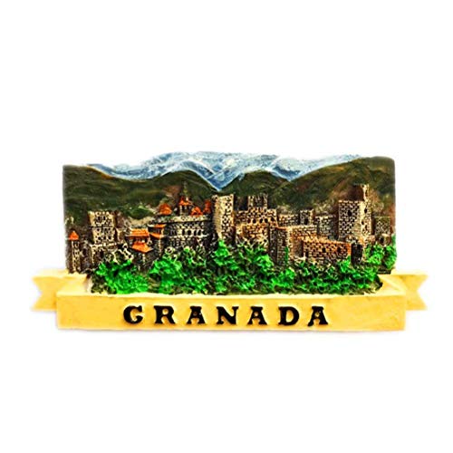 "N/A" Castillo de la Alhambra Granada España imán de Nevera 3D artesanía Recuerdo Resina imanes de Nevera colección Regalo de Viaje