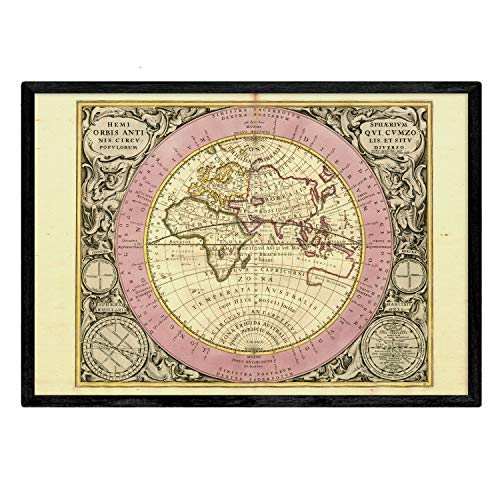 Nacnic Láminas con mapa astronomico antiguo. Poster de mapa astrologico en tamaño A3