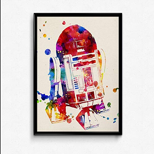 Nacnic Poster de R2D2 estilo acuarela. Láminas de cine, películas, y actores. Posters de películas antiguas con estilo acuarela. Tamaño A4